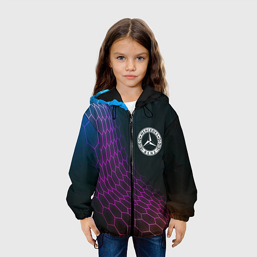 Детская куртка Mercedes neon hexagon / 3D-Черный – фото 3