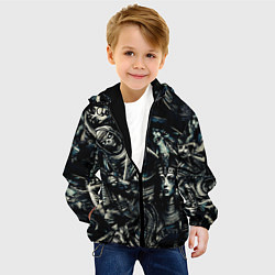 Куртка с капюшоном детская Глаз в пирамиде и Египетские Божества, цвет: 3D-черный — фото 2