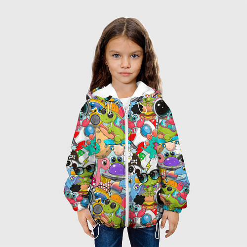 Детская куртка Разноцветные мультяшные персонажи / 3D-Белый – фото 3