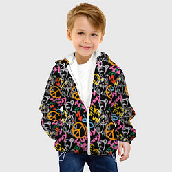 Куртка с капюшоном детская Funny bunny color graffiti pattern, цвет: 3D-белый — фото 2