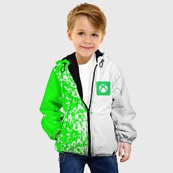 Куртка с капюшоном детская Xbox кислотные зеленые краски, цвет: 3D-черный — фото 2