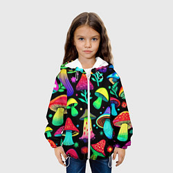 Куртка с капюшоном детская Биолюминесцентные кислотные грибы, цвет: 3D-белый — фото 2