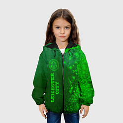 Куртка с капюшоном детская Leicester City - green gradient по-вертикали, цвет: 3D-черный — фото 2