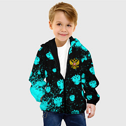 Куртка с капюшоном детская Герб текстура РФ, цвет: 3D-черный — фото 2