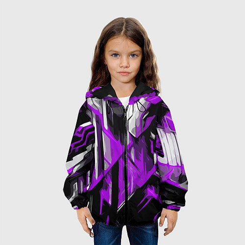 Детская куртка White and purple abstraction on a black background / 3D-Черный – фото 3