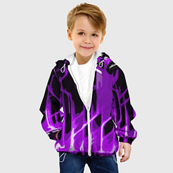 Куртка с капюшоном детская Abstract purple stripes on a black background, цвет: 3D-белый — фото 2