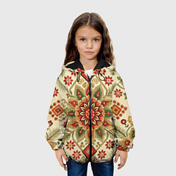 Куртка с капюшоном детская Русские классические узоры и орнамент, цвет: 3D-черный — фото 2