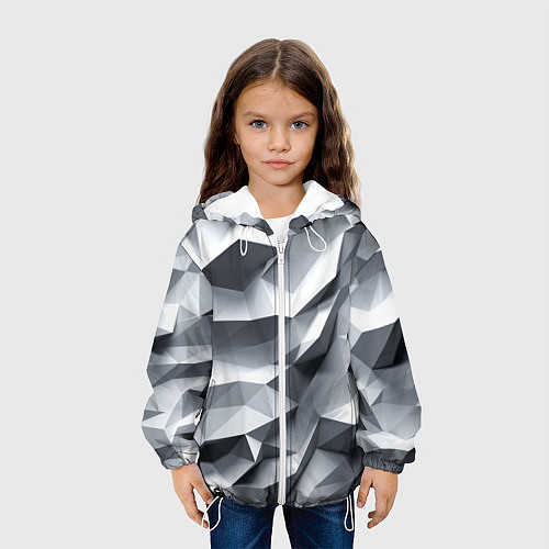 Детская куртка Белая геометрия с искажением / 3D-Белый – фото 3