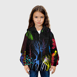Куртка с капюшоном детская Неоновый сюреализм, цвет: 3D-черный — фото 2