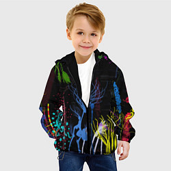 Куртка с капюшоном детская Неоновый сюреализм, цвет: 3D-черный — фото 2