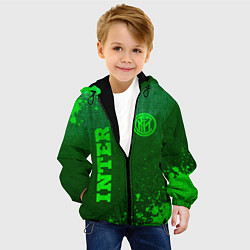 Куртка с капюшоном детская Inter - green gradient вертикально, цвет: 3D-черный — фото 2