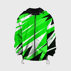 Куртка с капюшоном детская Geometry stripes green, цвет: 3D-черный