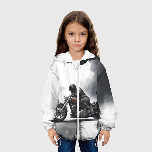 Детская куртка Крутой байкер скетч / 3D-Белый – фото 3