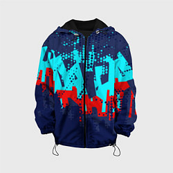 Куртка с капюшоном детская Красно-синяя абстракция, цвет: 3D-черный
