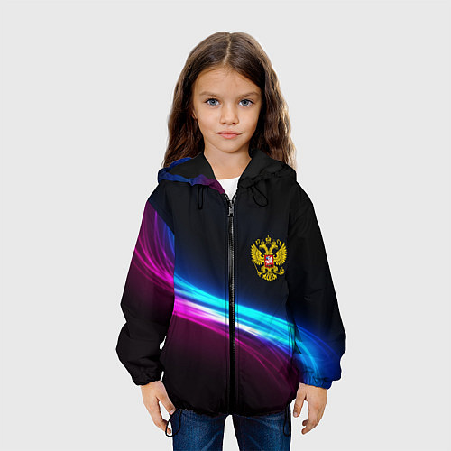 Детская куртка Россия неоновые волны / 3D-Черный – фото 3
