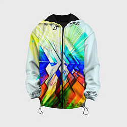 Куртка с капюшоном детская Неоновая абстракция стекло, цвет: 3D-черный