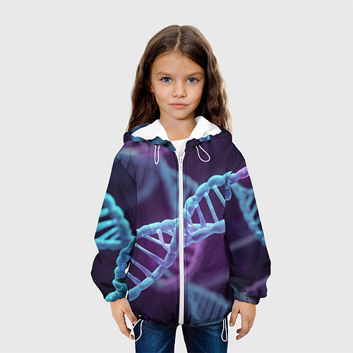 Детская куртка Неоновые спирали ДНК / 3D-Белый – фото 3