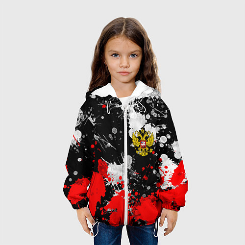 Детская куртка Герб РФ абстрактыне краски / 3D-Белый – фото 3