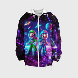 Куртка с капюшоном детская Космонавты Марио и Луиджи покоряют космос - нейроа, цвет: 3D-белый
