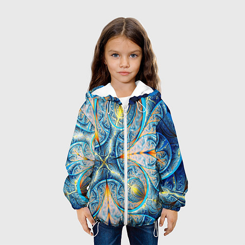 Детская куртка Оптический узор фрактальный / 3D-Белый – фото 3