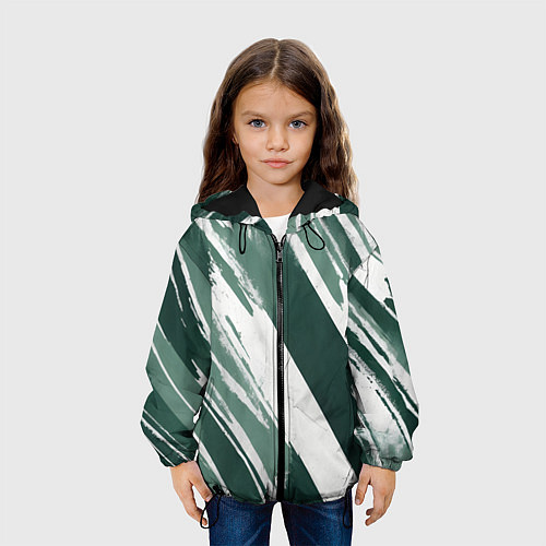 Детская куртка Косая зеленая полоска / 3D-Черный – фото 3