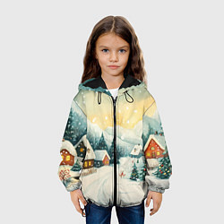 Куртка с капюшоном детская Праздничная деревушка, цвет: 3D-черный — фото 2