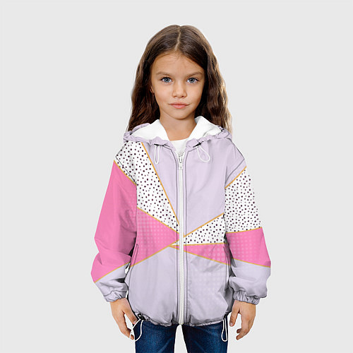 Детская куртка Геометрическая абстракция с треугольниками и пятни / 3D-Белый – фото 3