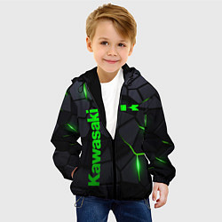 Куртка с капюшоном детская Kawasaki - плиты с эффектом свечения, цвет: 3D-черный — фото 2