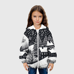 Куртка с капюшоном детская Новый год в черно-белом стиле, цвет: 3D-белый — фото 2
