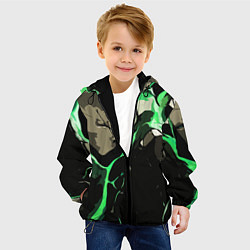 Куртка с капюшоном детская Зелёный разлом в камне, цвет: 3D-черный — фото 2