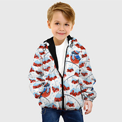Куртка с капюшоном детская Снегири в шапочках на рябине, цвет: 3D-черный — фото 2