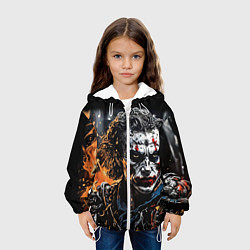Куртка с капюшоном детская Джокер на фоне огня, цвет: 3D-белый — фото 2
