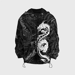 Куртка с капюшоном детская Белый трайбл дракон, цвет: 3D-черный