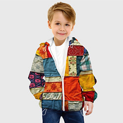 Куртка с капюшоном детская Пэчворк из ярких тканей, цвет: 3D-белый — фото 2