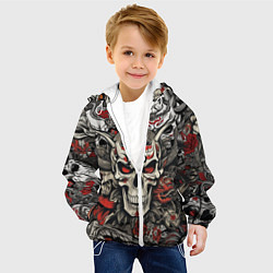 Куртка с капюшоном детская Череп в маске Хання, цвет: 3D-белый — фото 2