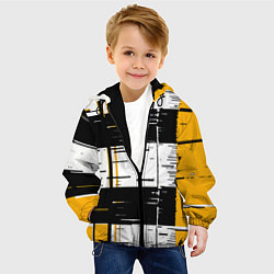 Куртка с капюшоном детская Жёлтые и чёрные полосы на белом фоне, цвет: 3D-черный — фото 2