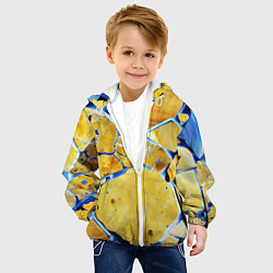 Куртка с капюшоном детская Жёлто-синяя абстракция, цвет: 3D-белый — фото 2