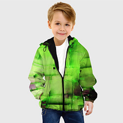 Куртка с капюшоном детская Чёрные пятна на зелёном фоне абстракция, цвет: 3D-черный — фото 2