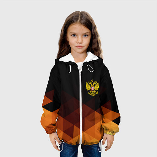 Детская куртка Герб России геометрия / 3D-Белый – фото 3