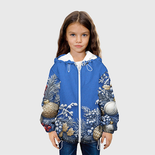 Детская куртка Новогодние веточки / 3D-Белый – фото 3
