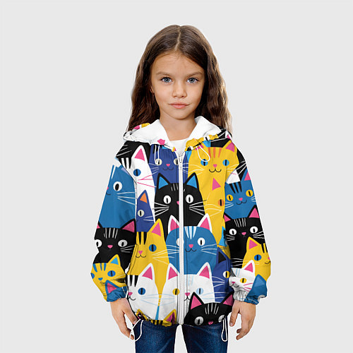 Детская куртка Много цветных котиков / 3D-Белый – фото 3
