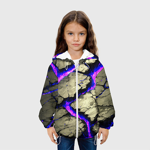 Детская куртка Треснувший камень фиолетовый / 3D-Белый – фото 3