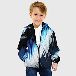 Куртка с капюшоном детская Бело-синие острые полосы, цвет: 3D-черный — фото 2