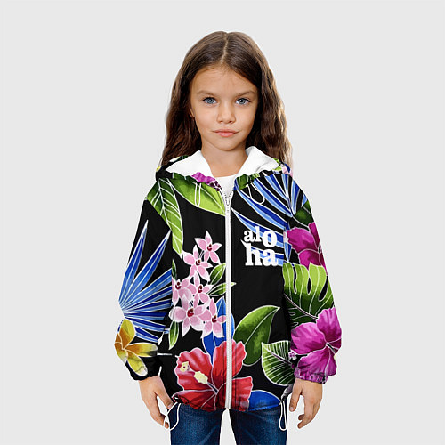 Детская куртка Tropical flowers - aloha / 3D-Белый – фото 3