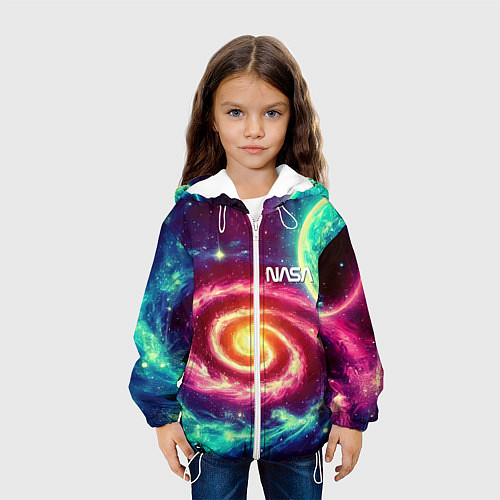 Детская куртка Spiral galaxy - neon glow / 3D-Белый – фото 3