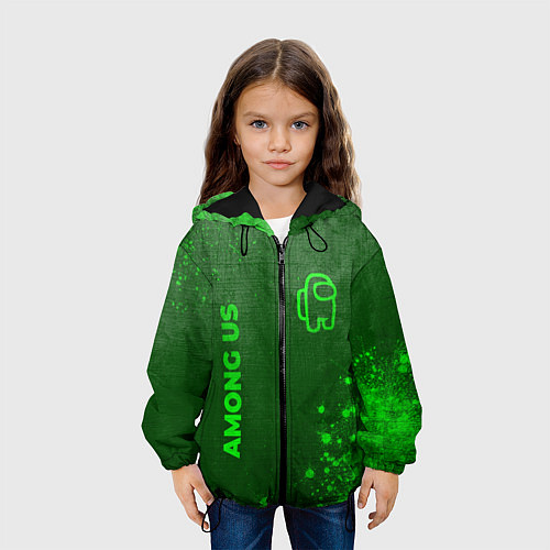 Детская куртка Among Us - green gradient вертикально / 3D-Черный – фото 3