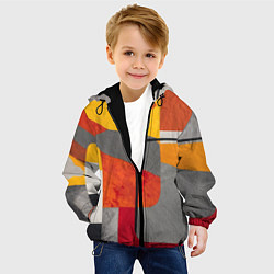 Куртка с капюшоном детская Абстракция с желтым и оранжевым, цвет: 3D-черный — фото 2
