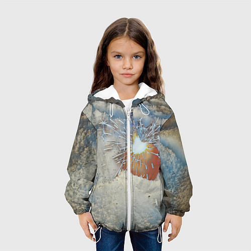 Детская куртка Искрящийся мандарин на снегу / 3D-Белый – фото 3