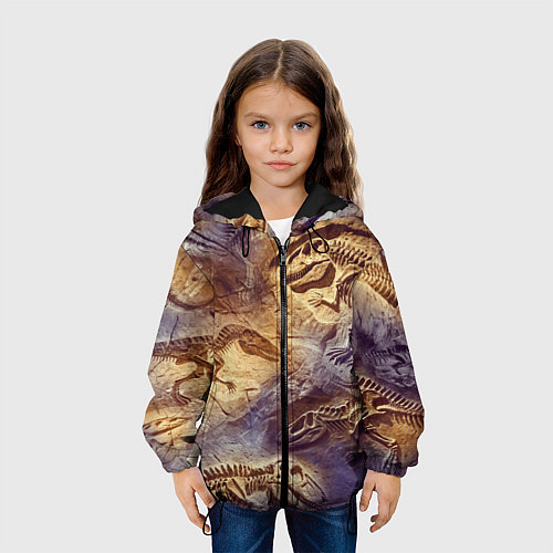 Детская куртка Окаменелые динозавры, подарок для палеонтолога / 3D-Черный – фото 3