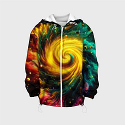 Куртка с капюшоном детская Neon space - ai art fantasy, цвет: 3D-белый